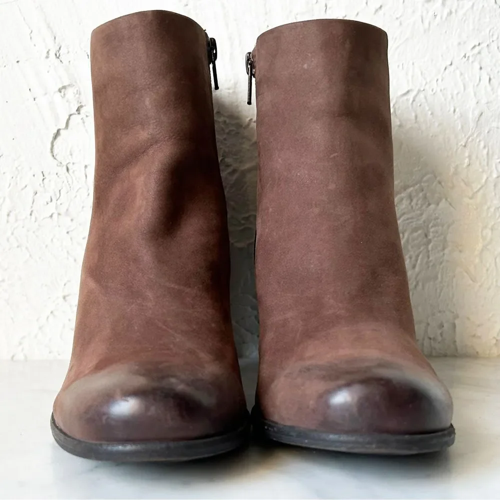 Ecco Jaffna Ankle Boots Women's Size 38/7.5 Brown Leather Heeled Side Zip